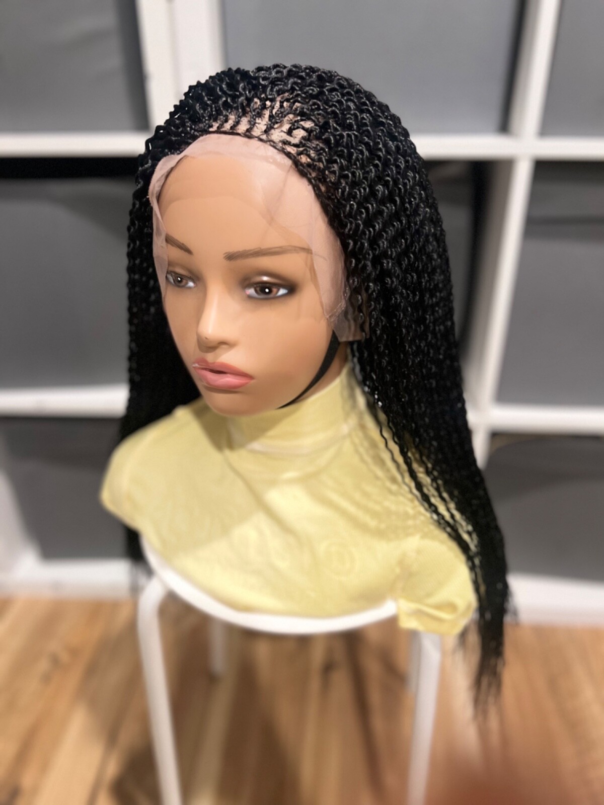 Braided Water melon Wig. Made on a full lace wig.length is 24inches Long.black.