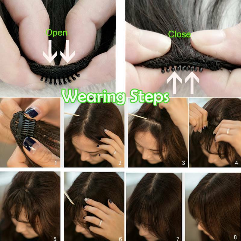 US Thick Neat Fringe Bangs Hairpiece Clips in 100% Real Human Hair Extensions R3