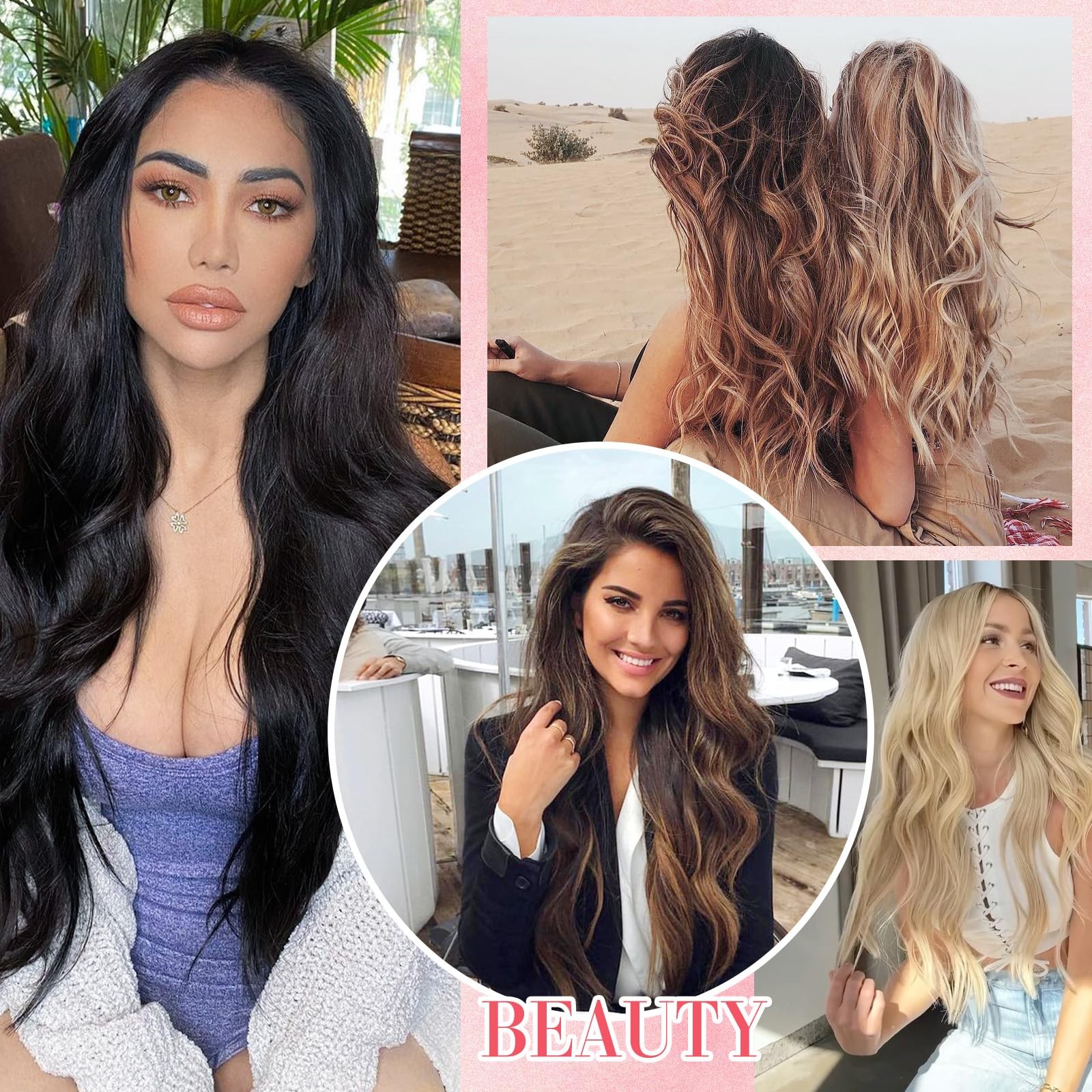 Clip in Hair Extensions Real Human Hair Platinum Blonde Clip on Extensions 18…