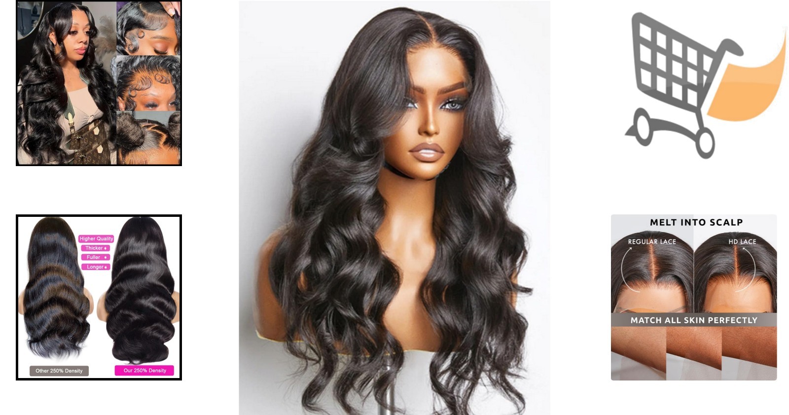 Human Hair Lace Front Wigs 20 Inch Body Wave Glueless Natural Black
