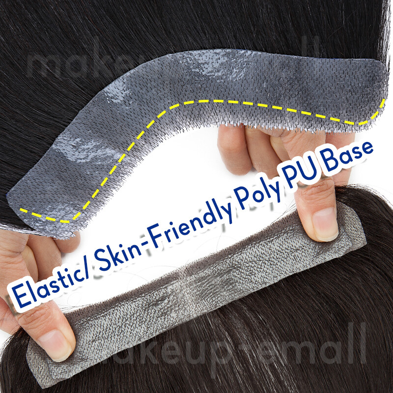 100% Virgin Human Hair Men Front Receding Hairline PU Toupee Hairpiece-More Size