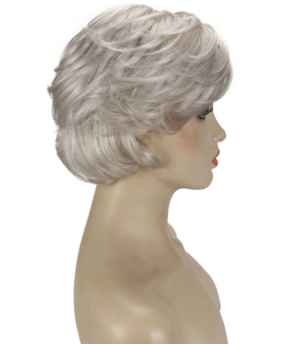Lana – Straight Kanekalon Synthetic Fiber Full Wig, 3.25 – 6.5 in, Silver Grey