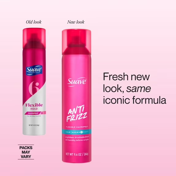 Suave Anti Frizz Flexible Hairspray For Women, Lightweight, Scented, 9.4 OZ