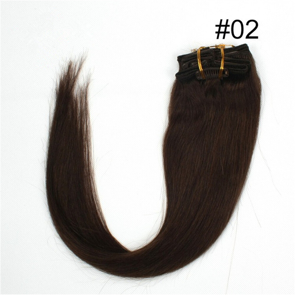 90g~250g Thick Double Weft Clip In Real Remy Human Hair Extensions 8PCS 10PCS US