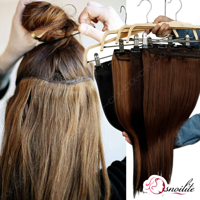 8-24″ Clip in Real Remy One Piece 100% Human Hair Extensions Full Head Hairpiece