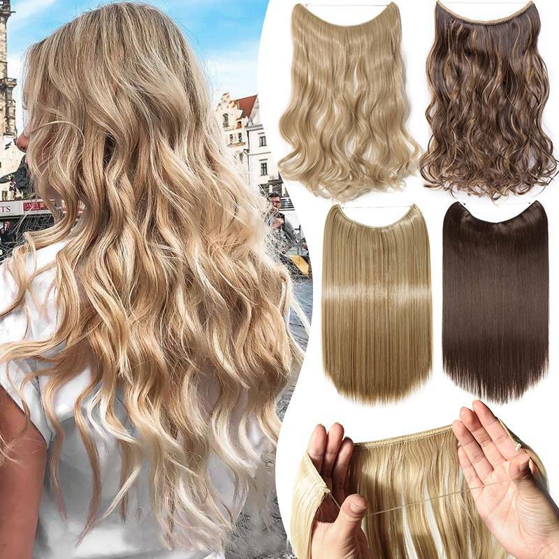 Secret Natural Wire in Hair Extensions Hidden Head Band One Piece Thick as Human
