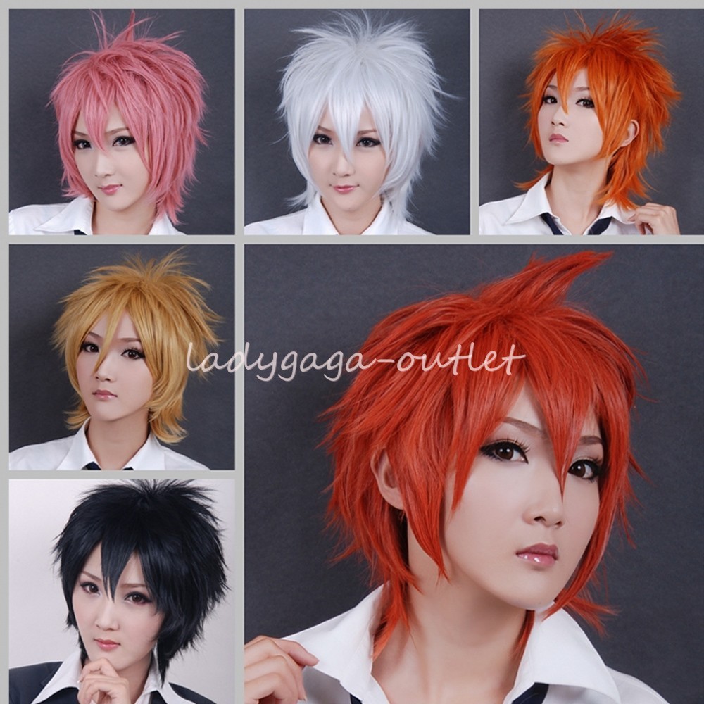 Unisex Cosplay Short Hair Wig Women Men Straight Halloween Party Costume Wigs US