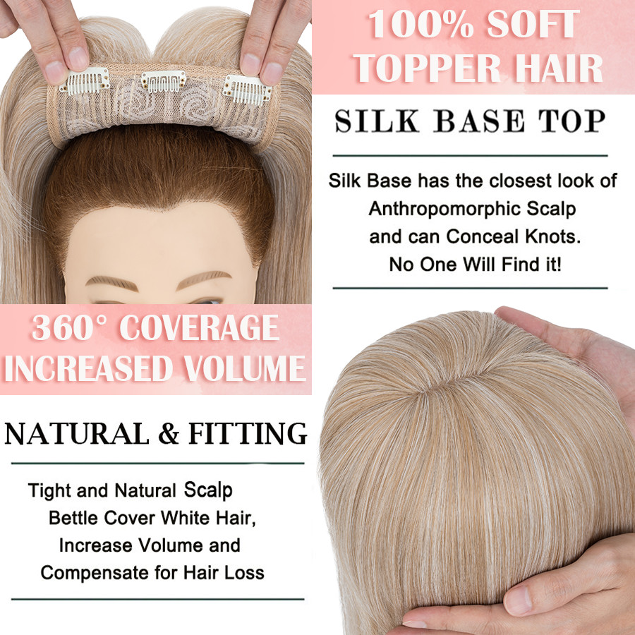 Free Part Women Topper Real As Human Hair Toupee Clip in Straight Wavy Hairpiece