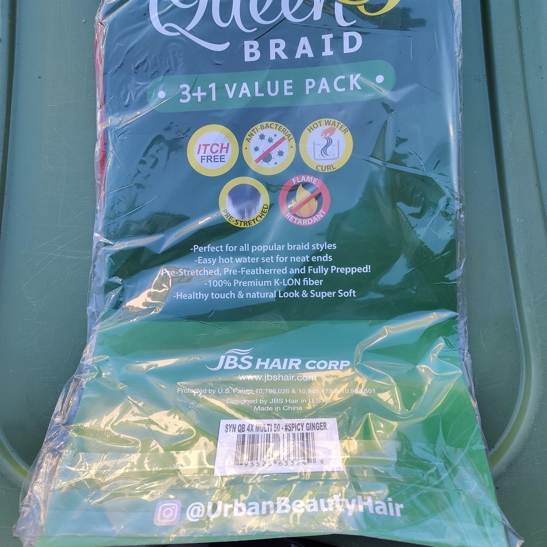 Queen B 3+1 Value Pack Pre-Stretched Braid Hair 50″ Multipack Spicy Ginger