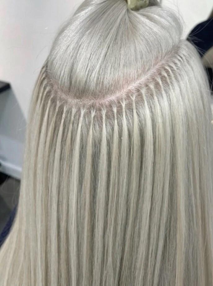 Curly Wavy Flat Keratin Tip 100% Remy Human Hair Extensions Blonde Grey 100g