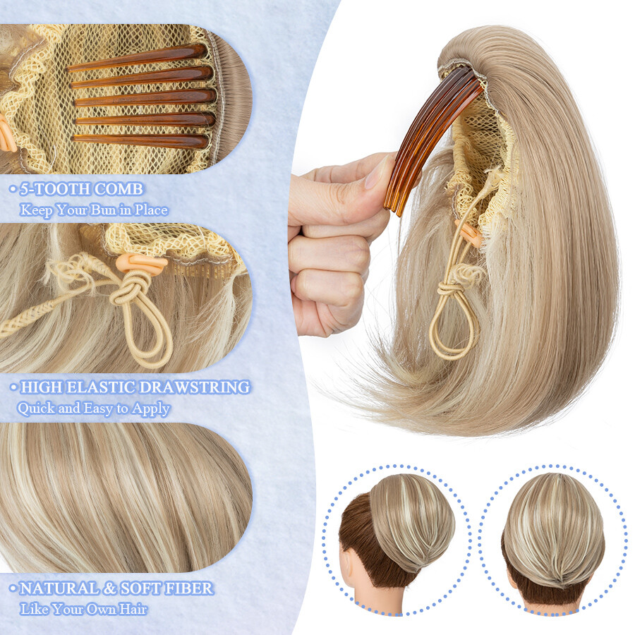 Elegant Hair Bun Natural Comb Clip In Updo Hair Extension Real As Human Chignon