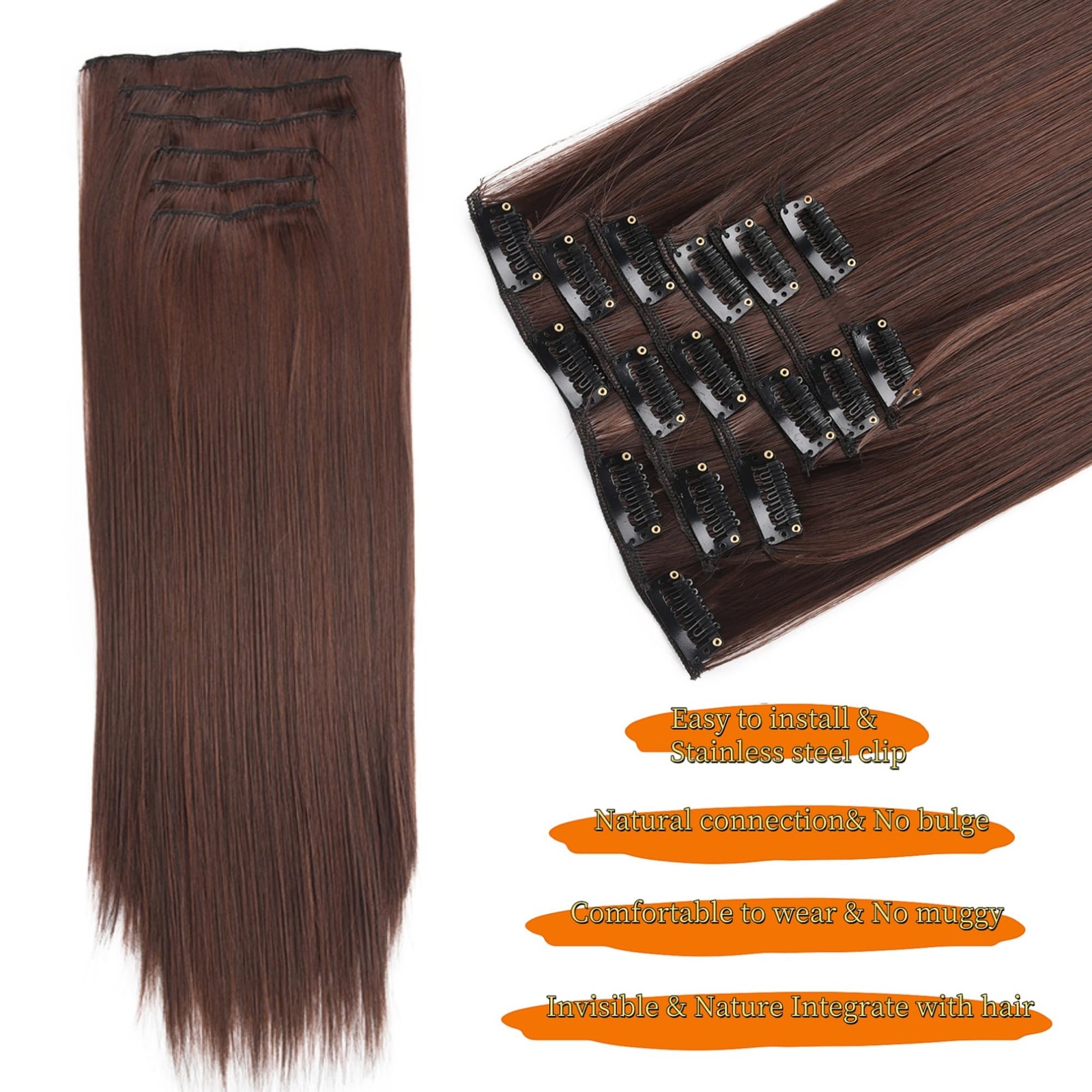 Seamless Clip-in Hair Extensions for Women – 7 Pieces, 140g Valentine’s Day ﻿…