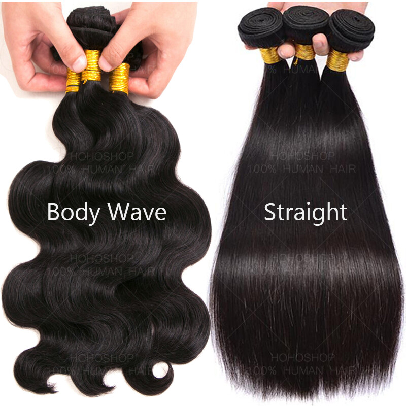 Straight Thick 100% Malaysian Virgin Bundles Human Hair Extentions Weave Weft 8A