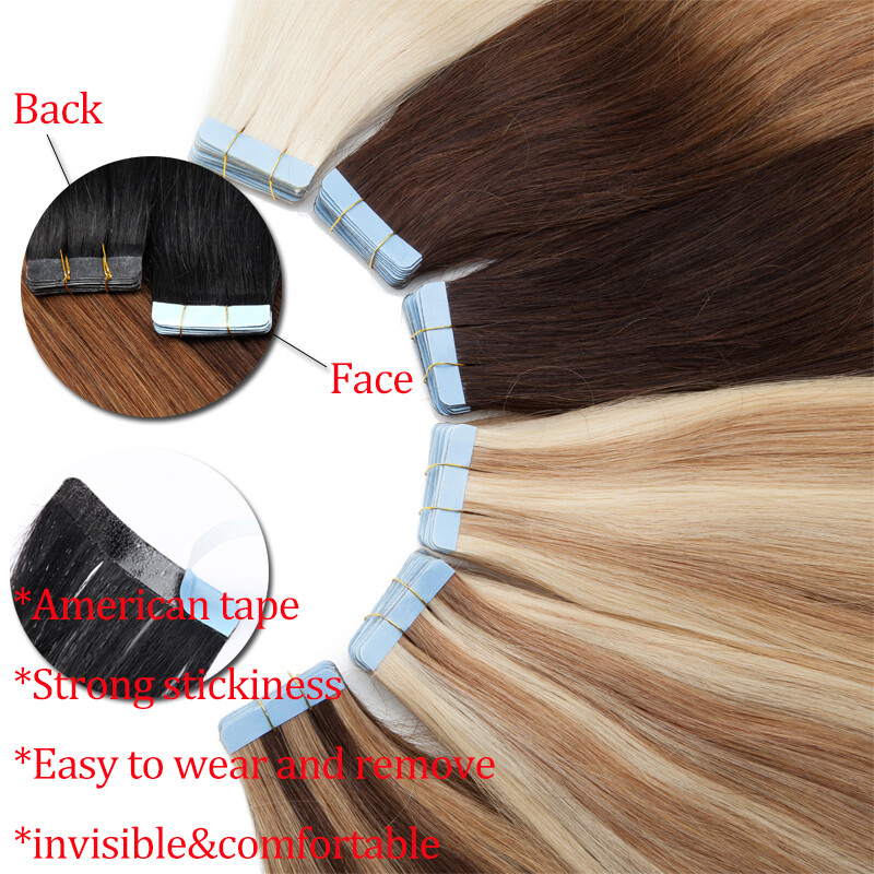 200g 80pcs Thick Skin Weft Tape In Remy Human Hair Extensions Full Head Blonde