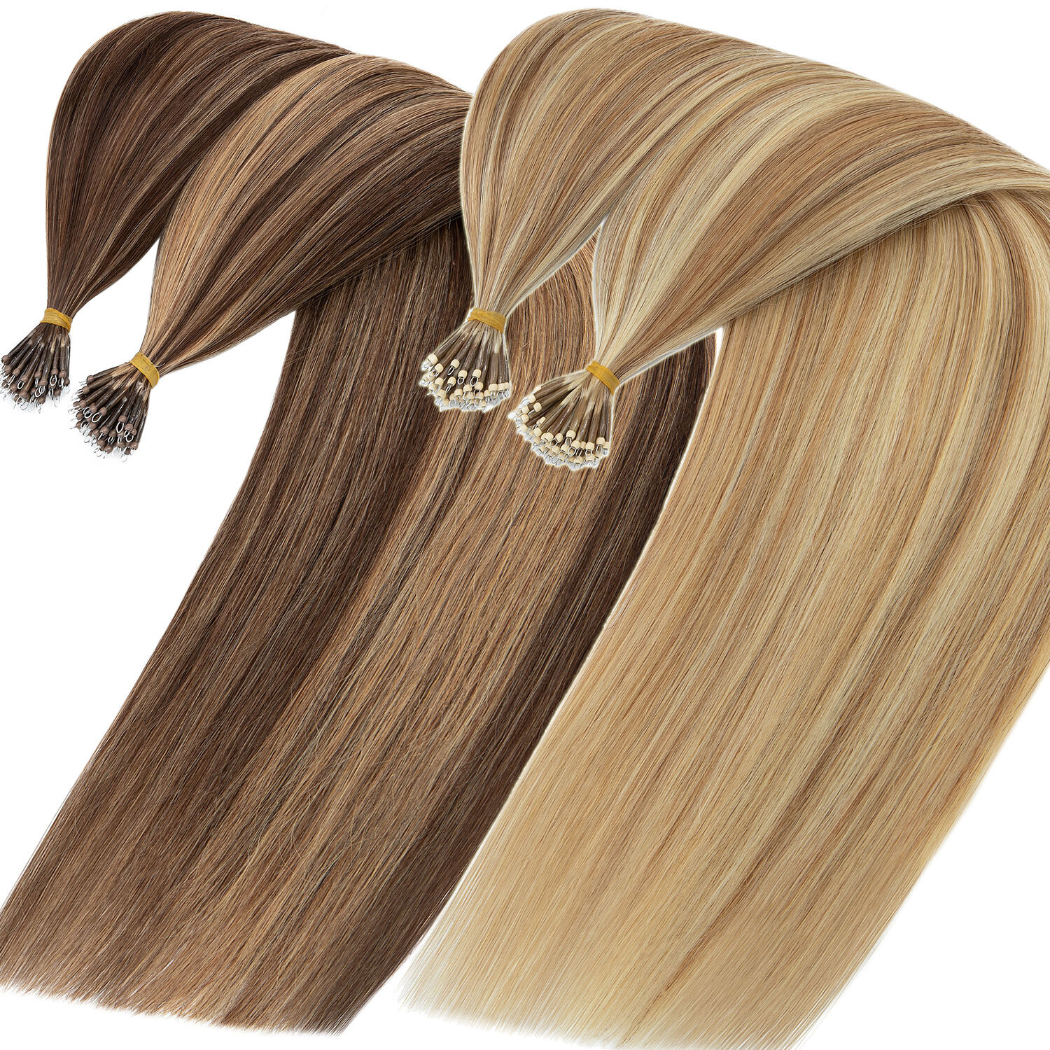 14″-24″ Nano Ring Hair Extensions Nano Bead 100% Real Remy Human Hair THICK 200S
