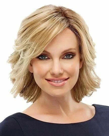 100% Human Hair Fashion Women’s With Bangs Short Brown Blond Wavy Bob Wigs 12 In