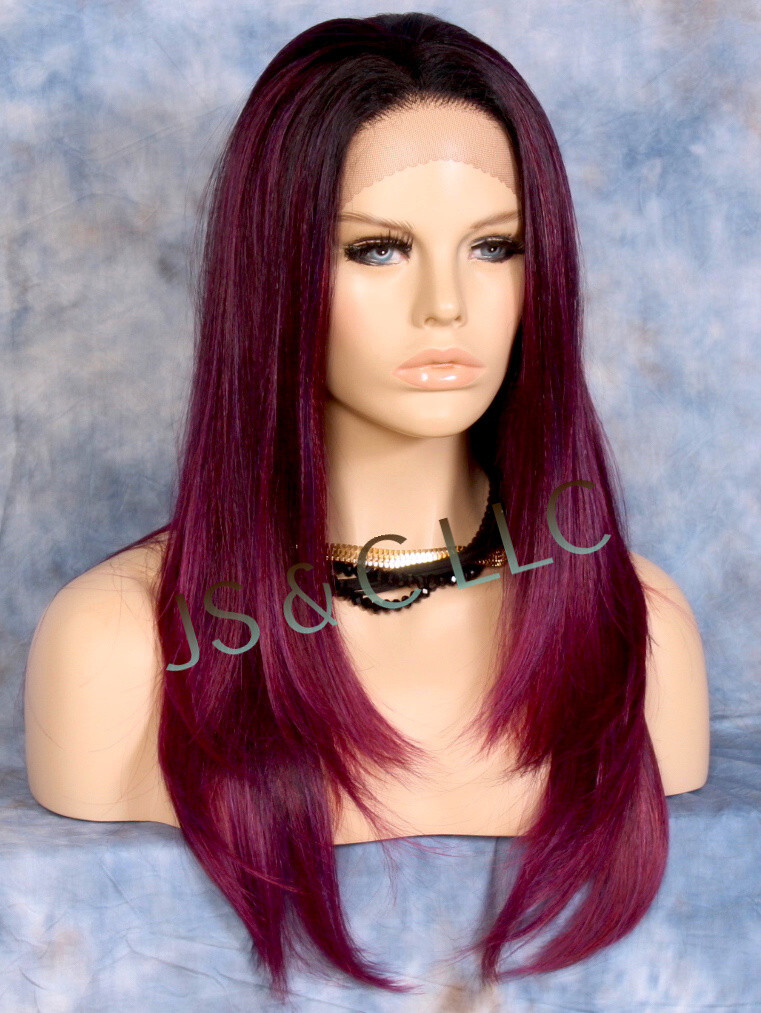 Long Straight Human Hair Blend Mono Top Lace Front Wig Sangaria WBDL
