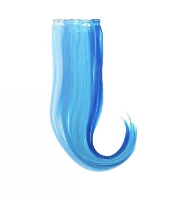 Claire’s 4 piece Faux Hair Extensions Clip-in Brand New Green Blue Purple