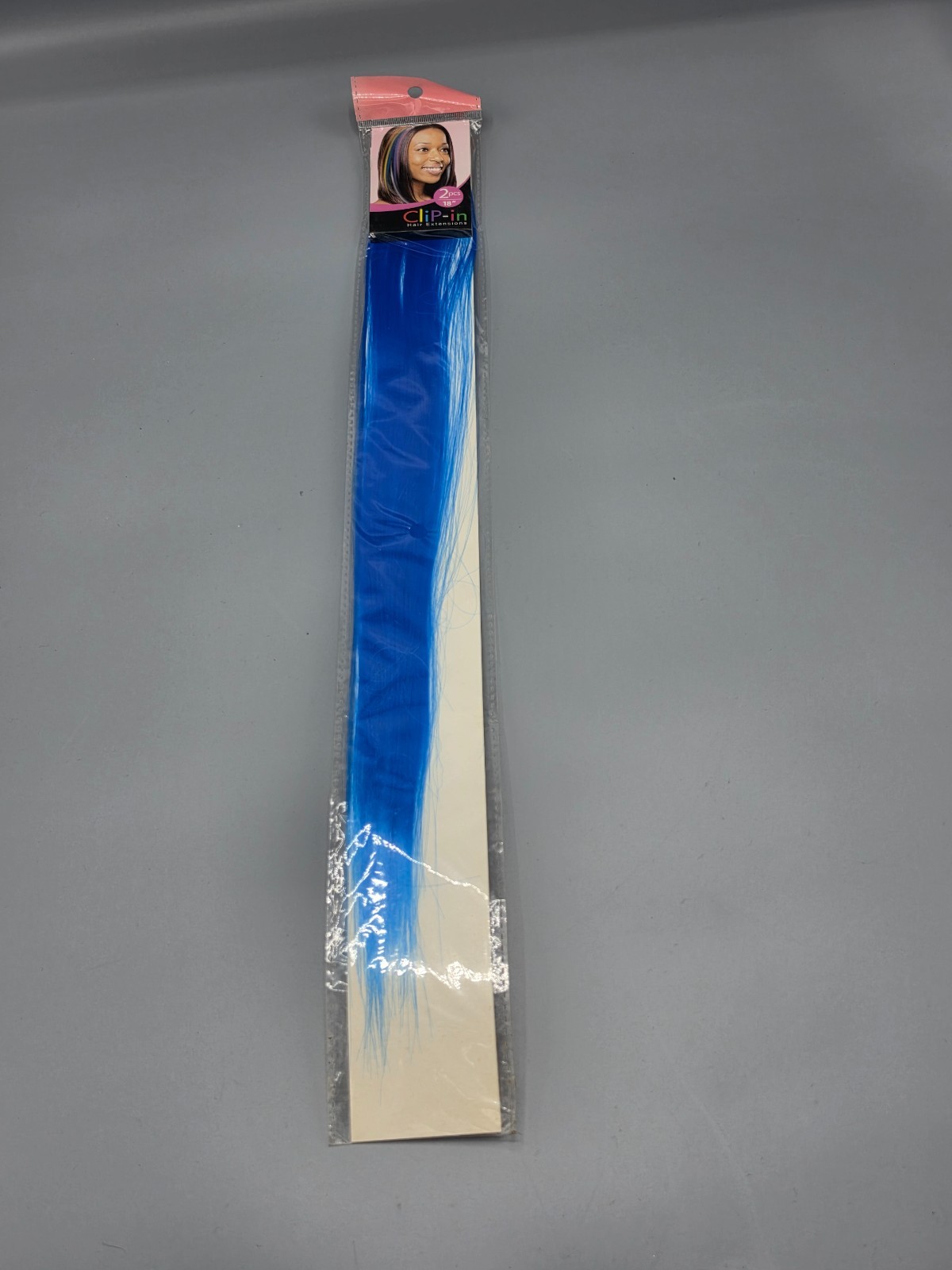 18″ Straight Color Strip Clip‑In Synthetic Hair Extension – Blue