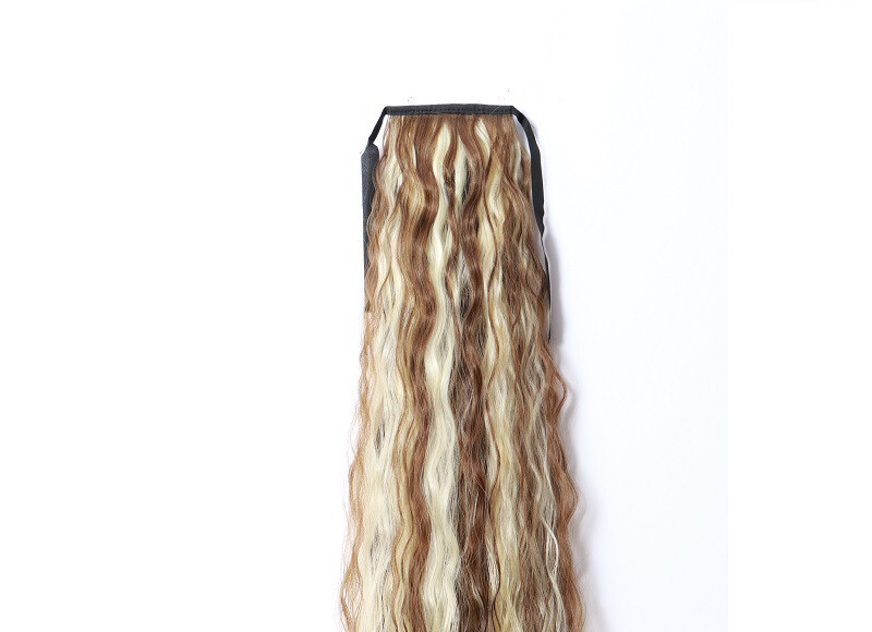 33in 140g Curly 85cm As Human Hair Extensions Corn Wave Ponytail Hairpiece Black