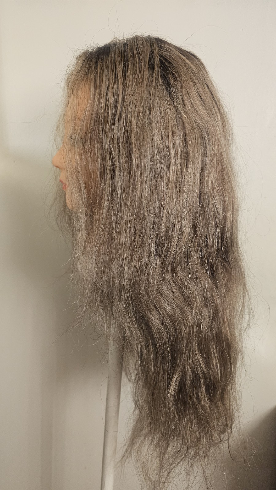 High Quality regular Top 22 to 24″ gray wavy 100% Virgin Human Hair Lace Wig