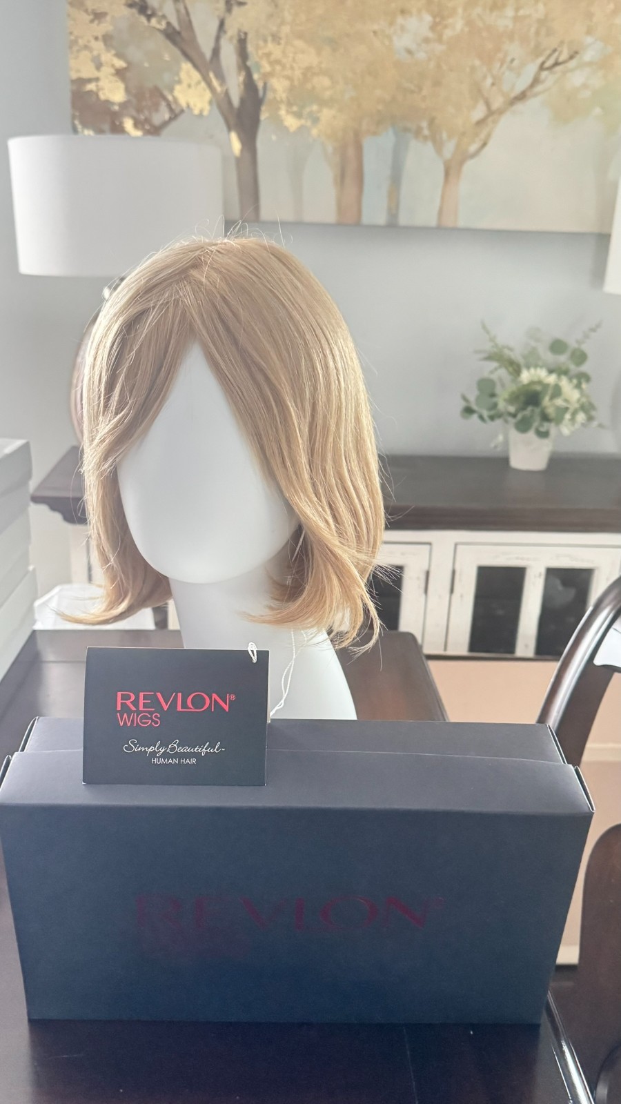 Paloma wig Revlon $Golden Wheat Human Hair Monotop bang bob straight