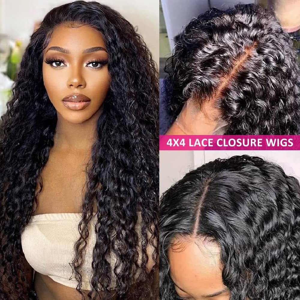 180% Density Deep Wave Lace Front Wig – 4X4 HD Transparent Closure, Glueless, Na