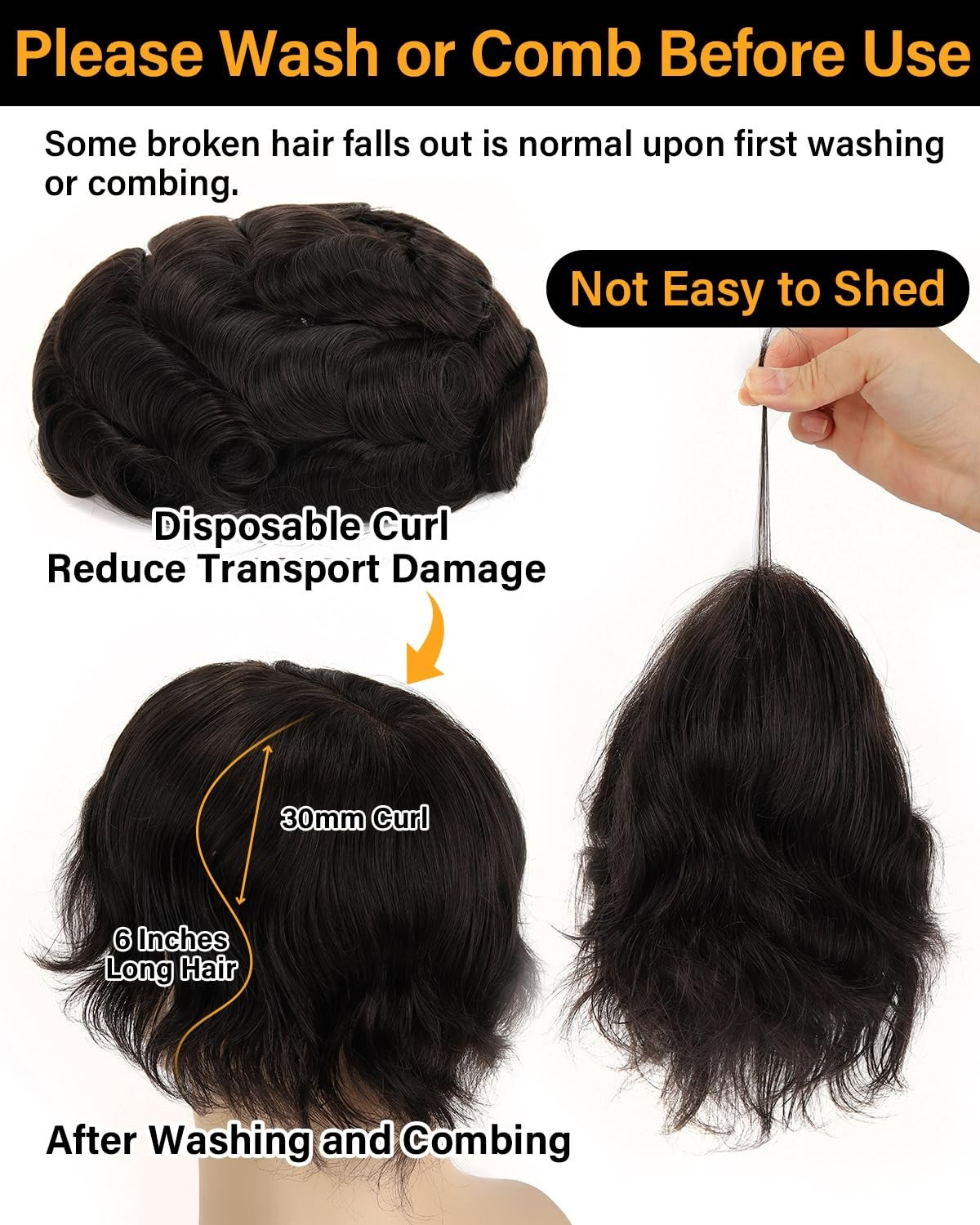 BEEOS Mens Hair Toupee French Lace with Thin Skin 8x10in 130% #1B Natural Black