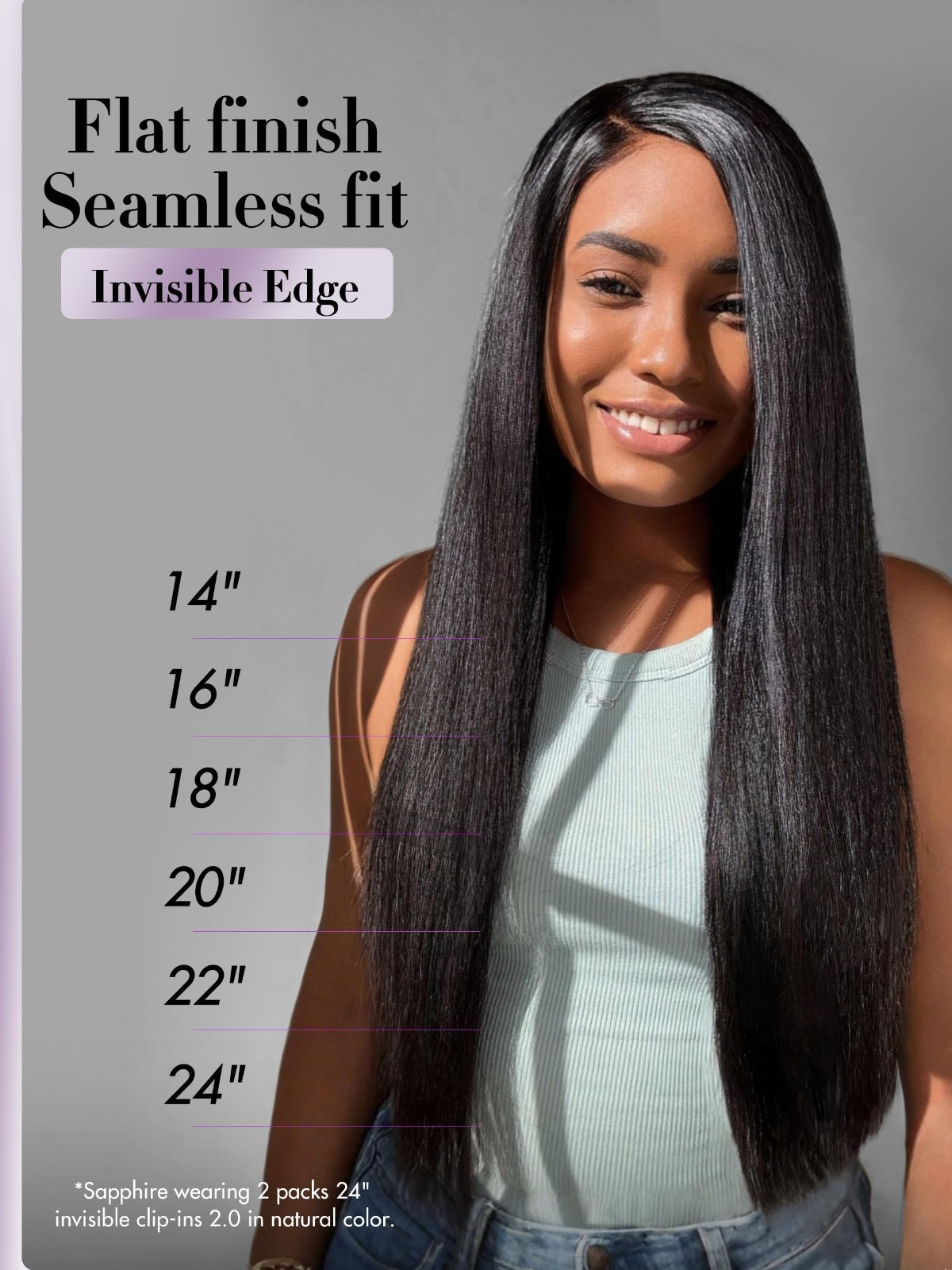 Invisible Yaki Straight Clip-In Hair Extensions, 18″ 220g, Real Human Hair, 12 P
