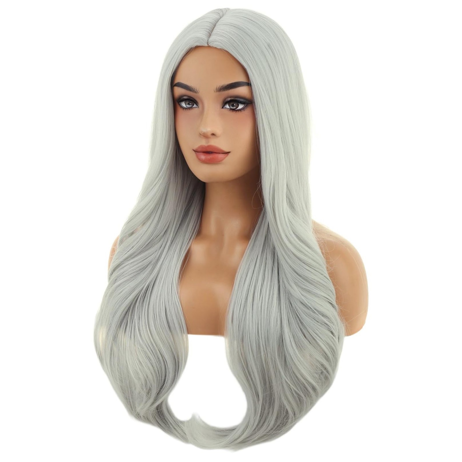 Silver Wigs Long Wavy Wig for Women Natural Curly Gray Heat Resistant Synthet…