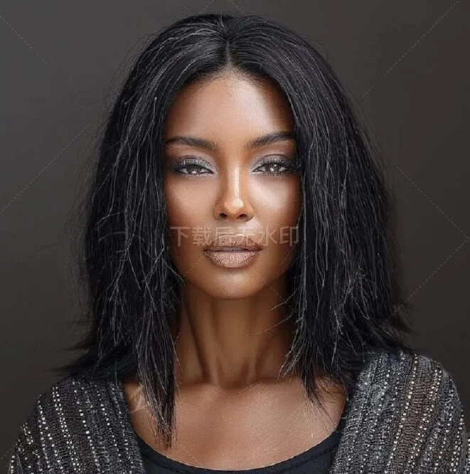 Dark Salt and Pepper Wave Wigs 100% Human Hair 13×4 Lace Front Wig