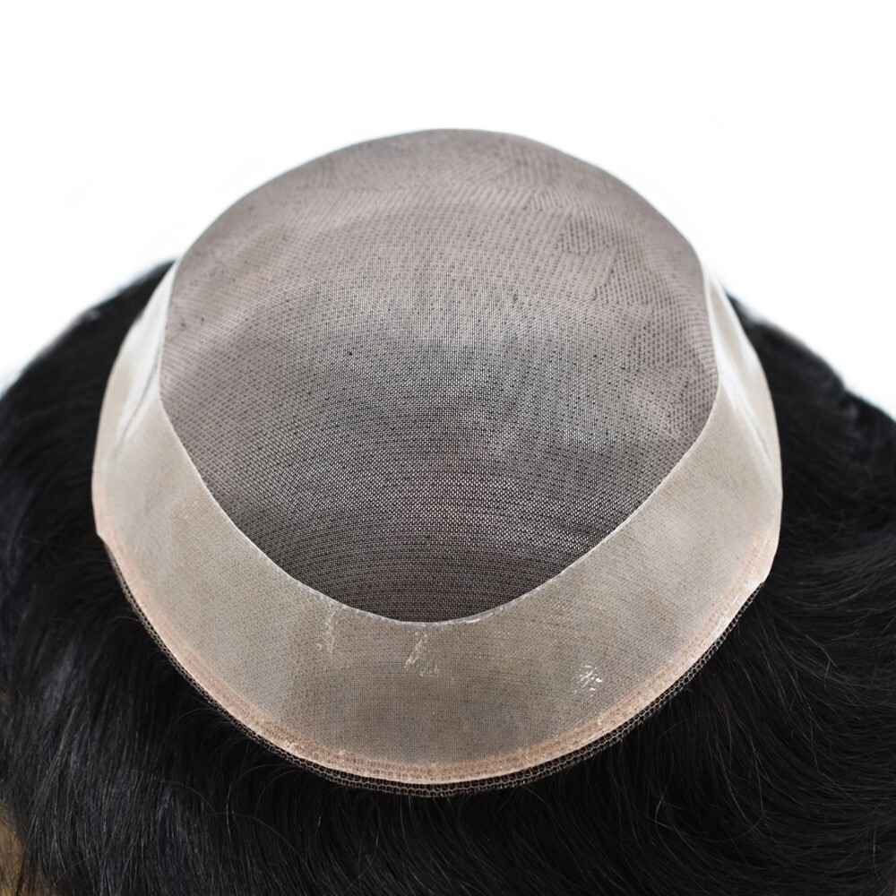 Fine Mono Mens Toupee Poly Skin Hairpiece Human Hair Systems for Men Hair Unit