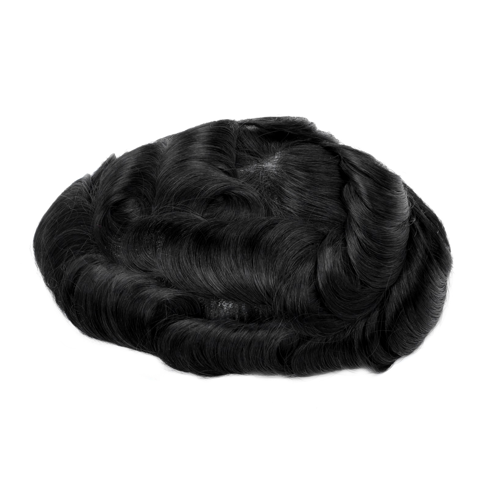GEX Mens Toupee HairPiece V-loop 0.08mm Thin Skin Human Hair Replacement System