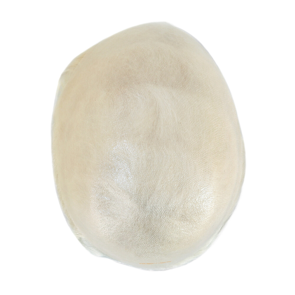Super Ultra Thin Skin Mens Toupee Human Hair Replacement System Hairpieces White