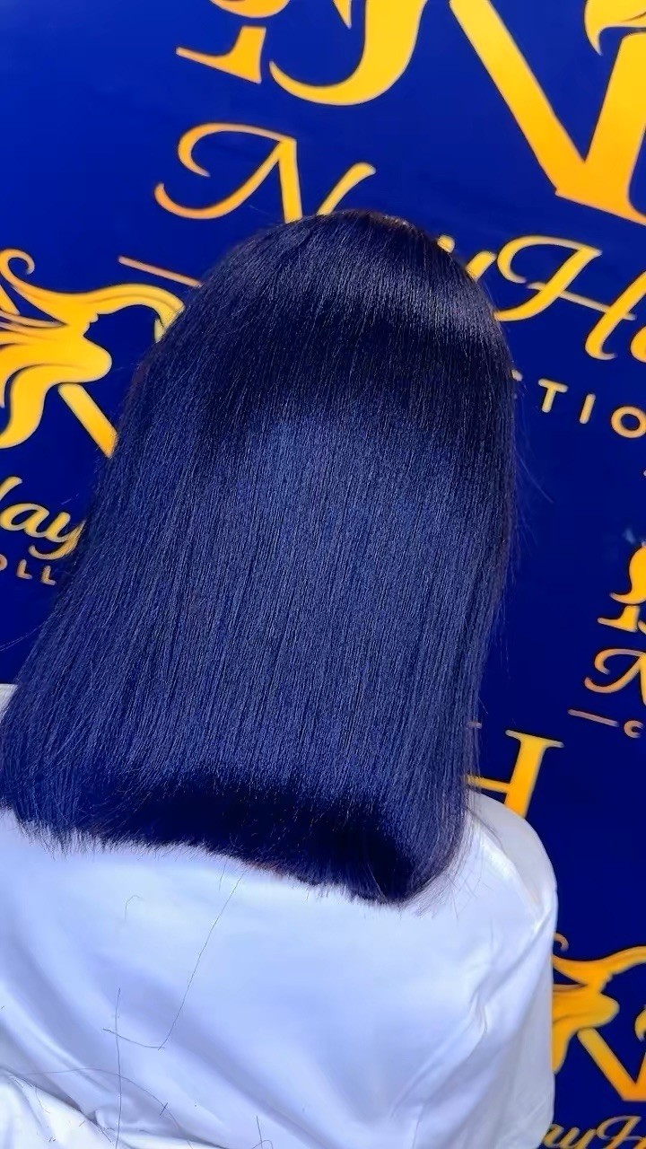 NayHair Collection Lace Front Glueless 7*5 Bob layer yaki str 12” 250 density