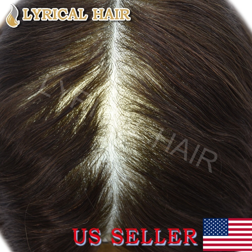 Mens Hair Replacement System Ultra Thin Skin V-looped Toupee invisible Hairpiece