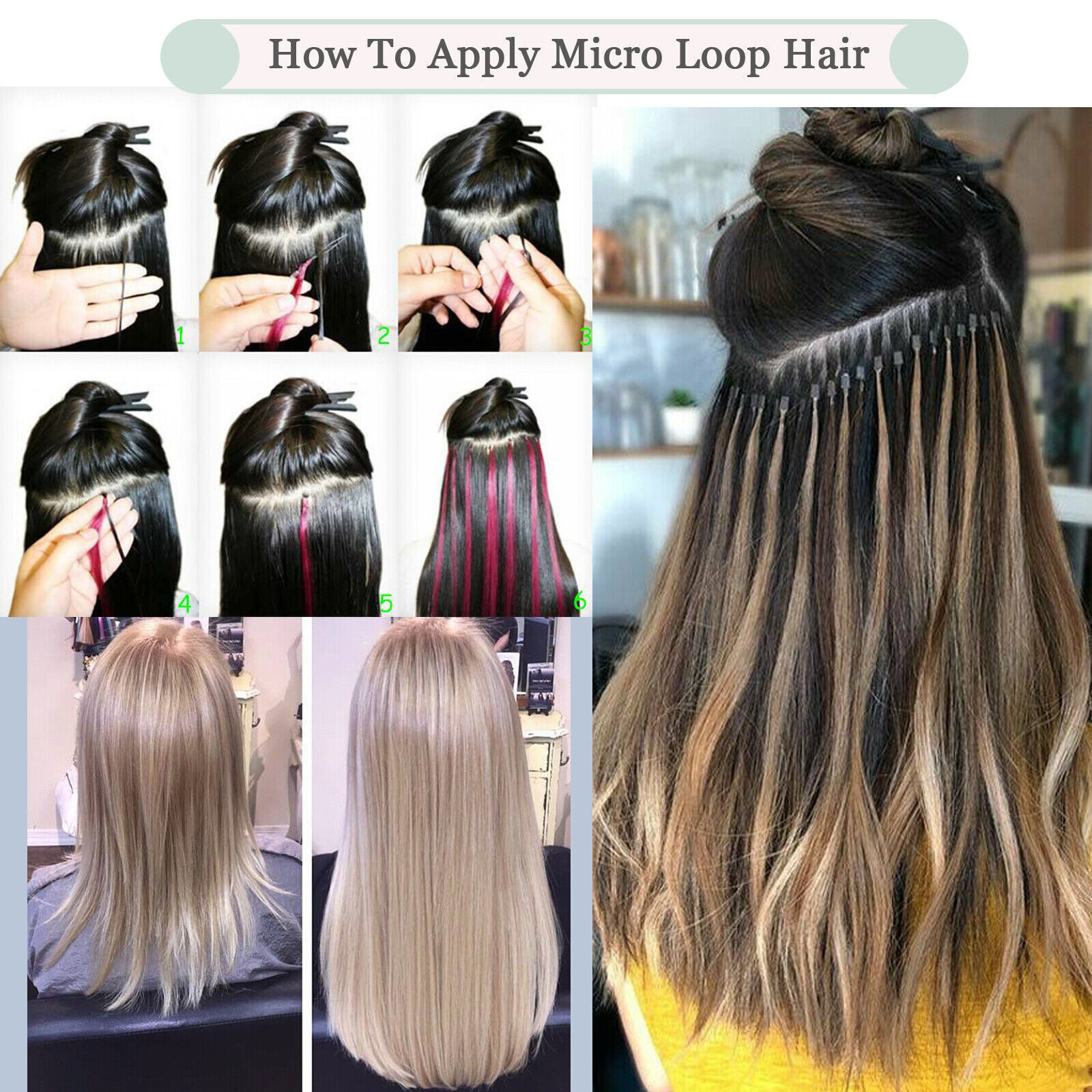 Micro Ring Loop Hair Extensions Real Human Hair Micro Beads Link Thick Remy Hair