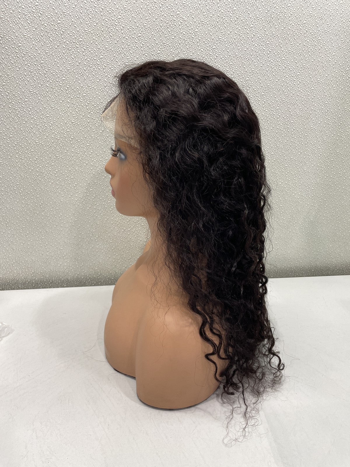 Natural Black Water Wave Human Hair Blend 13×4 Lace Front 180% Density Wig, 18″