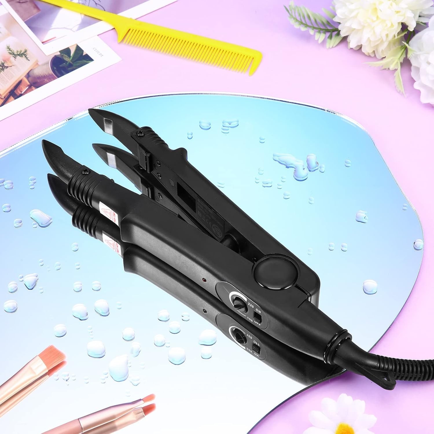 Keratin Hair Extension Kit with Heat Iron & Glue for Stunning Volume – Black