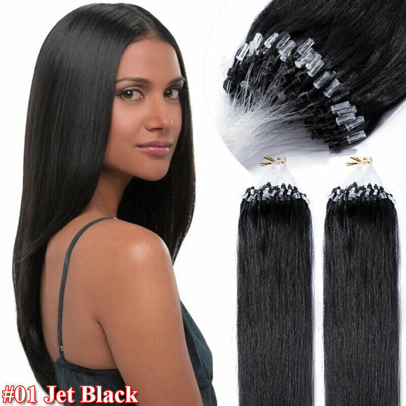 Micro Link Loop Tip Human Hair Extensions Remy Silky Straight Russian Hair 100s