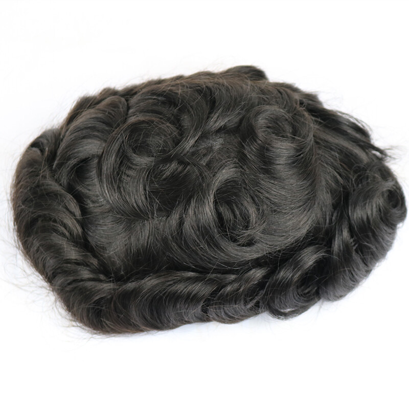 Super Thin Skin 0.02mm Silicon Men Toupee Natural Hairline Grey 100% Human Hair