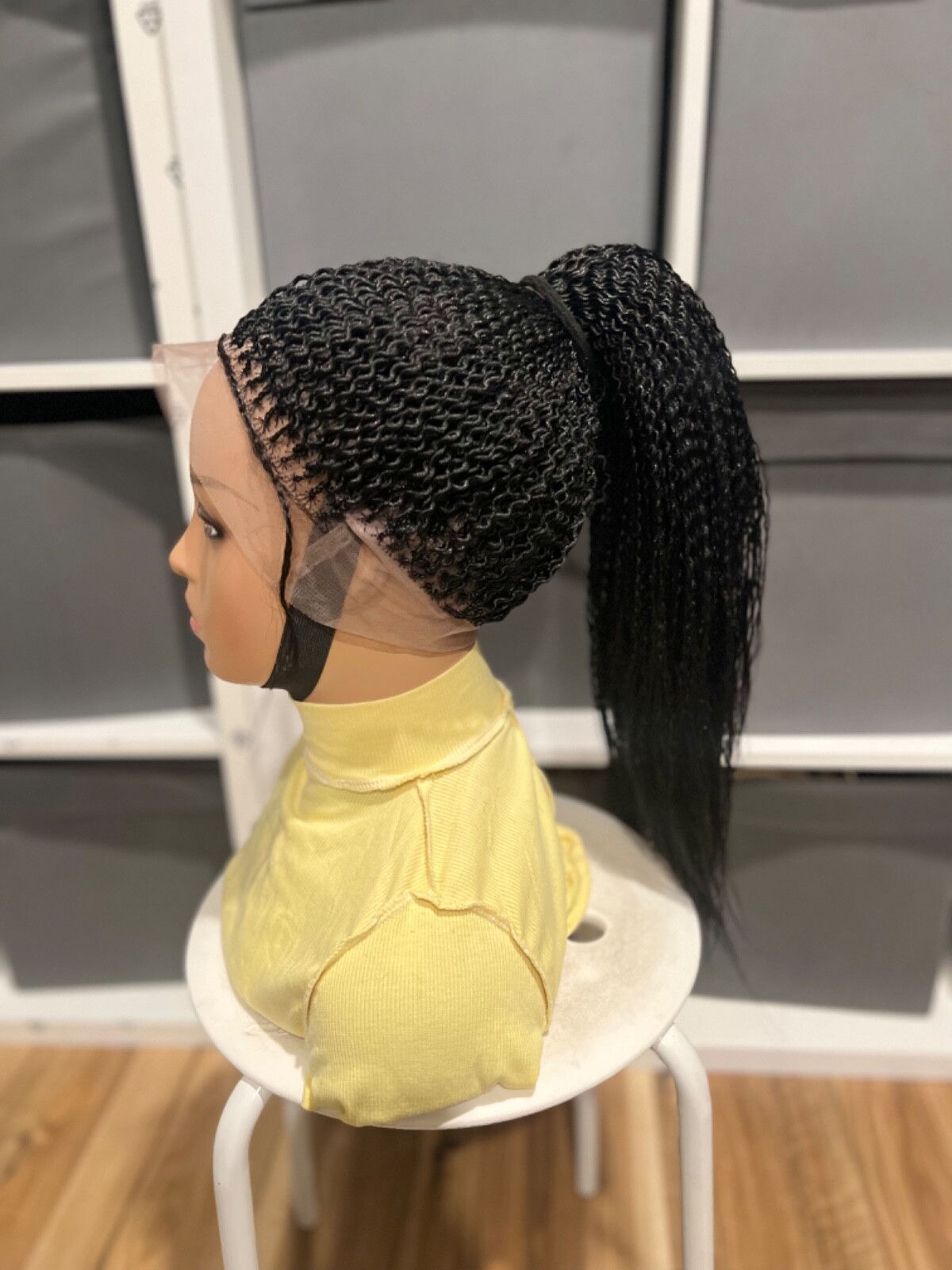 Braided Water melon Wig. Made on a full lace wig.length is 24inches Long.black.