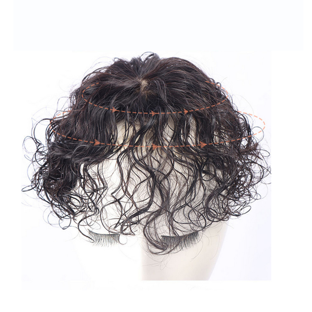 Silk Base Curly Wavy Clip In Human Hair Toppers -Loss Thin Hair Top Replacement