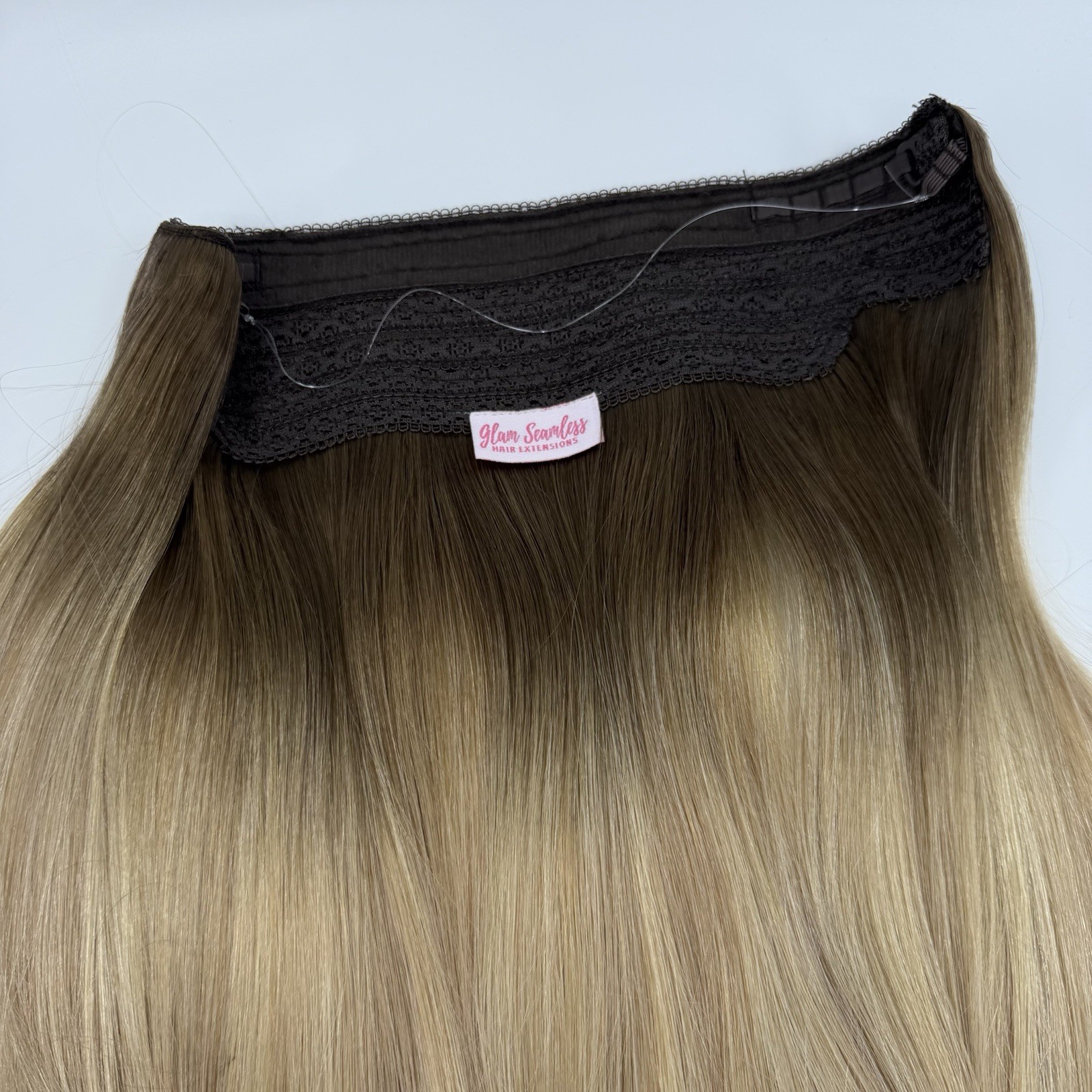 Glam Seamless 22″ Glam Band Halo Cream Beige Blonde #CBB Rooted Blonde Hair NEW