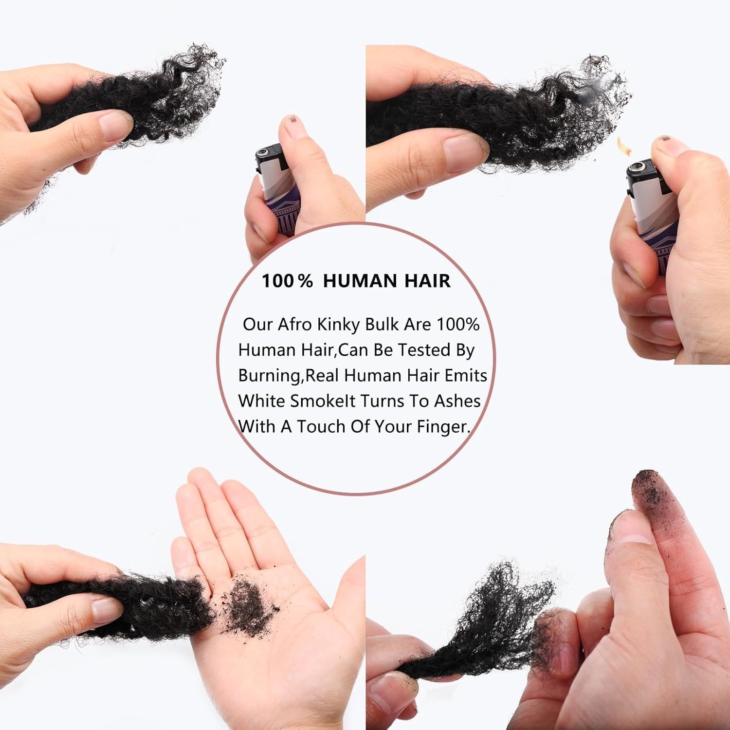 10-18In 30 or 50g/ Parck Natural 4C Afro Kinky Curly Bulk Human Hair Extension