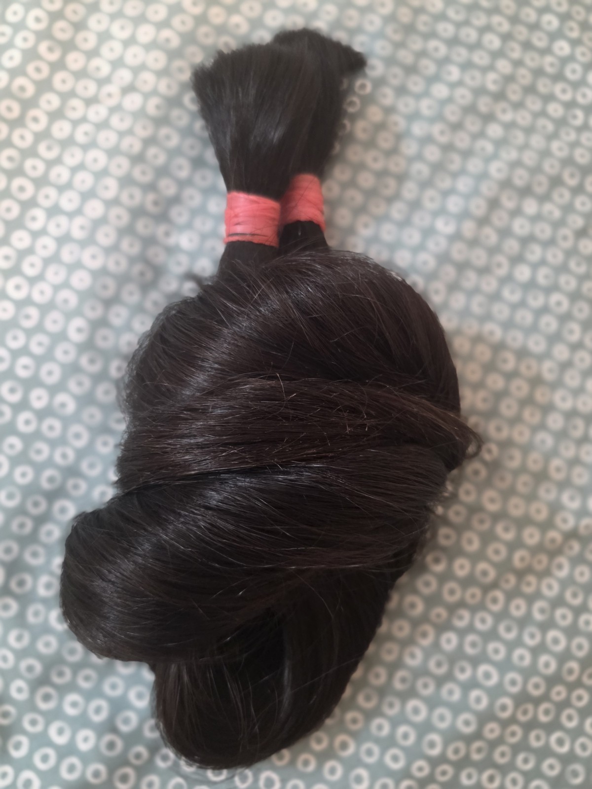 Black Human Hair Ponytail Bundles Straight Thick 40 in 244.2 grams 2pcs