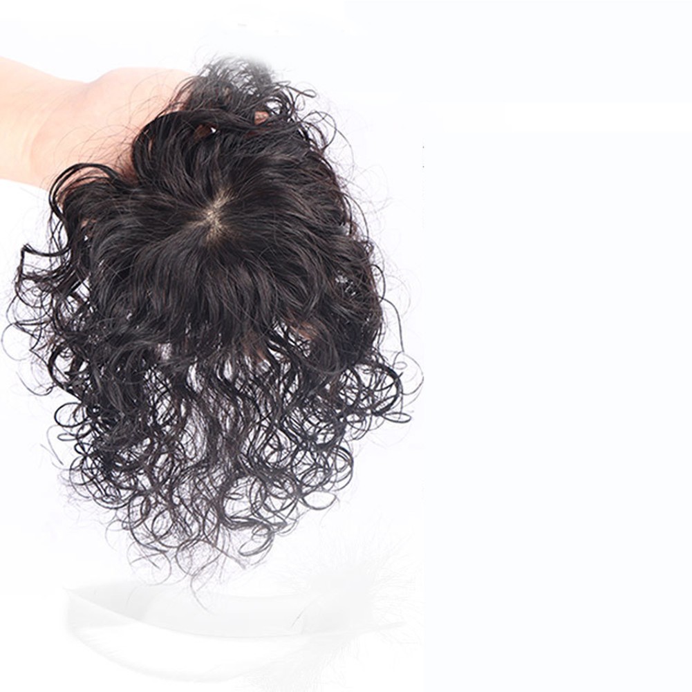 Silk Base Curly Wavy Clip In Human Hair Toppers -Loss Thin Hair Top Replacement