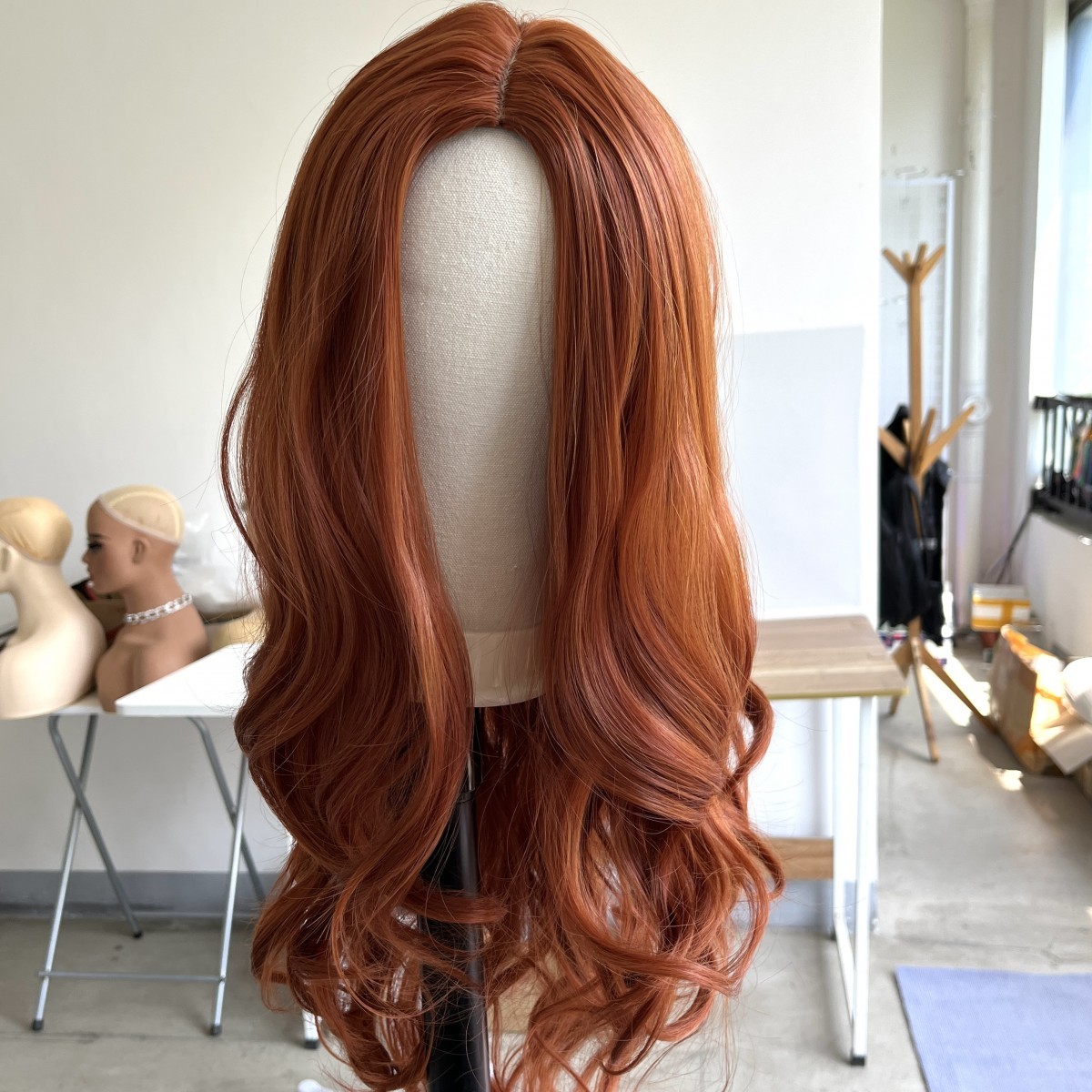 Copper Red Dress Up Wig Long Wavy Synthetic Hair Heat Resistant Women