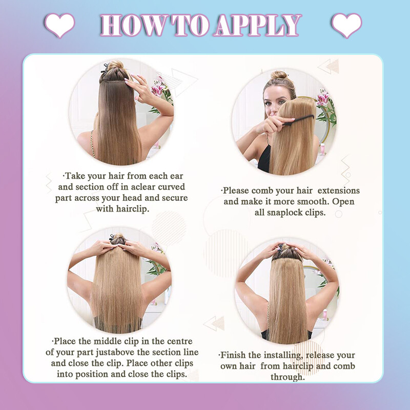 One Piece Clip in Hair Extension 5Clips Full Head Thick as Human Highlight Ombre
