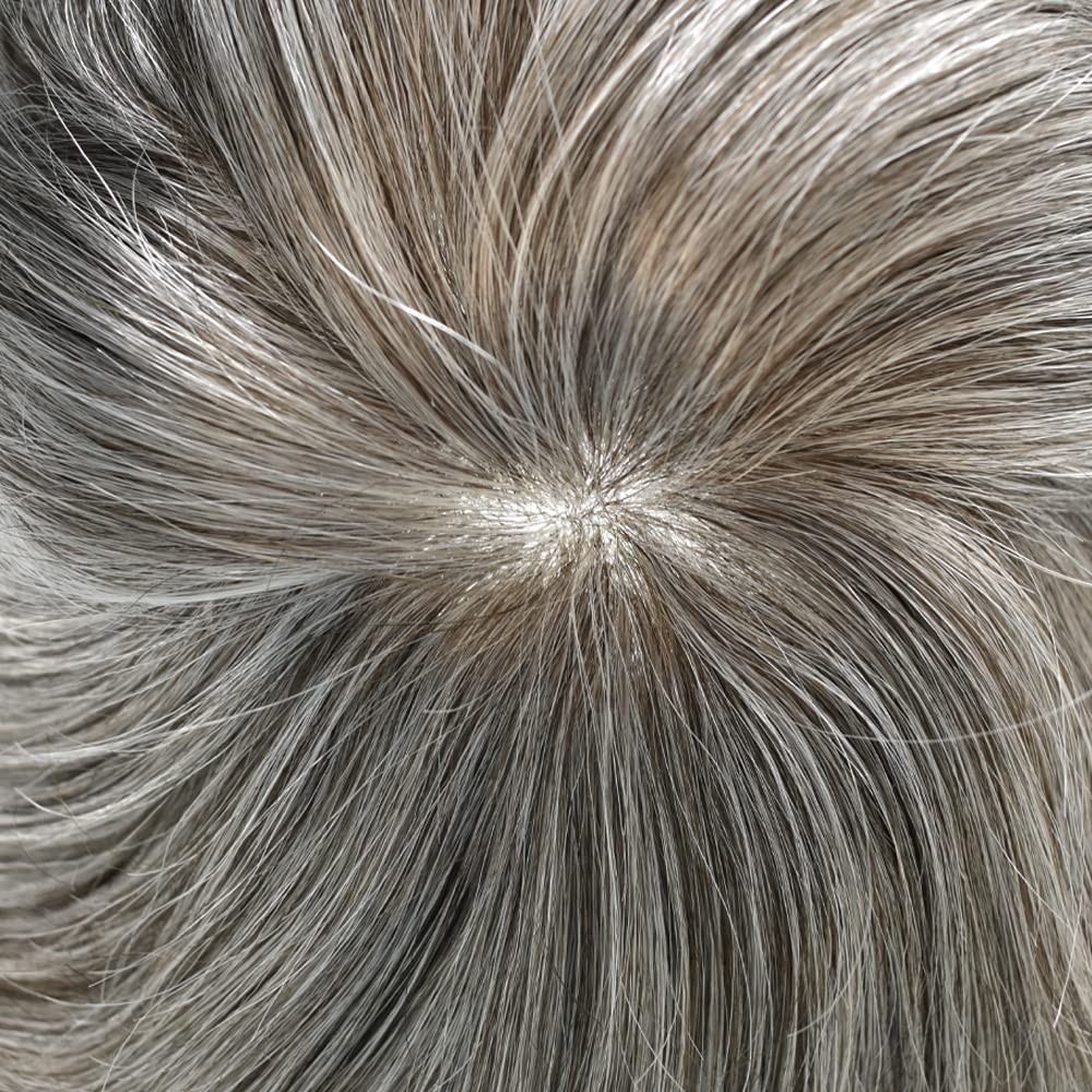 Mens Toupee Human Hair Systems Full Poly Thin Skin Hair Piece Replacement 0.1MM